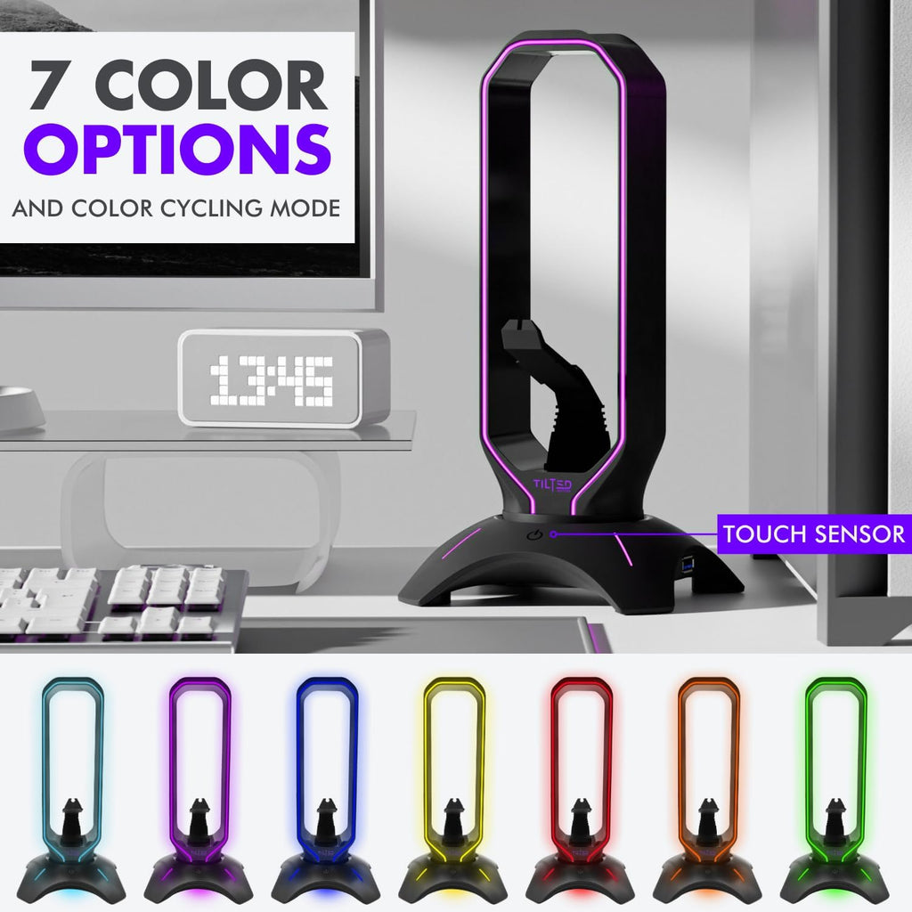 Elevate Your Gaming Experience with the Ultimate RGB Headset Stand - Featuring Mouse Bungee and USB Hub for a Sleek and Organized Setup