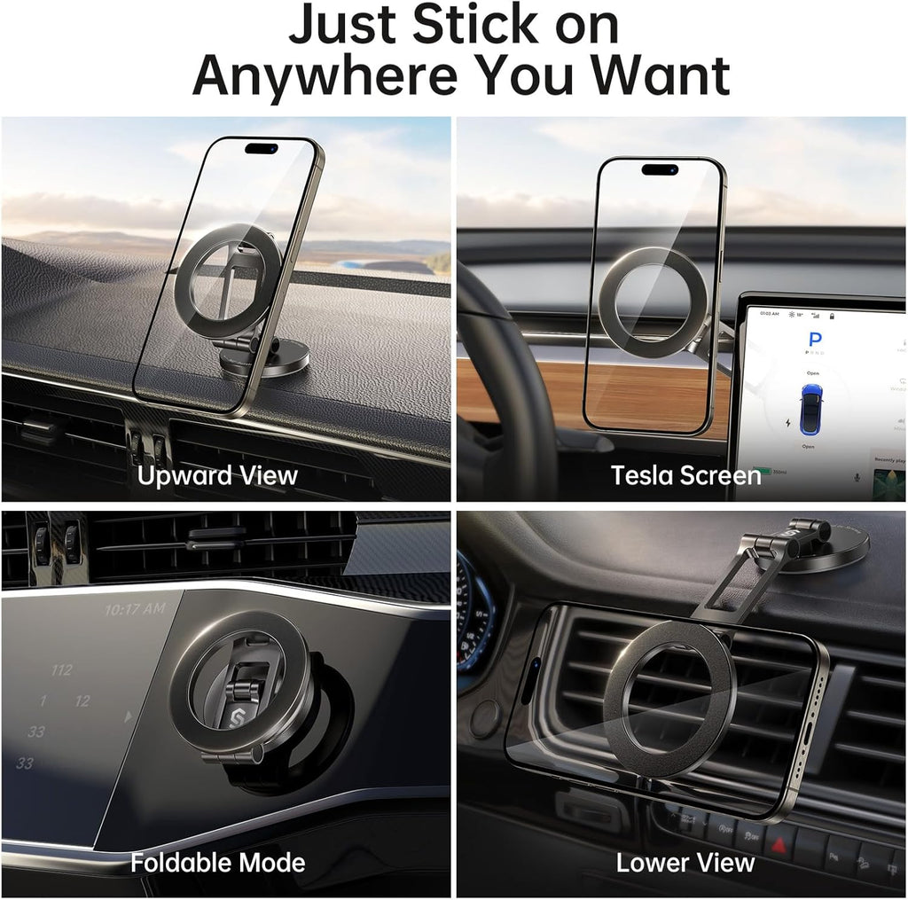 Fits Magsafe Car Mount for Car Dash&Tesla Screen[All-Metal] Magnetic Phone Holder, [Flexible Three-Axis]360° Rotation Car Mount Strong Magnets Car Phone Holder for Iphone 17 16 15 14 Pro Max | Strong Magnets, All Metal, Flexible 3 Axis, 360° Rotation, Dashboard and Screen Support, for Iphone 17 16 15 14 Pro Max