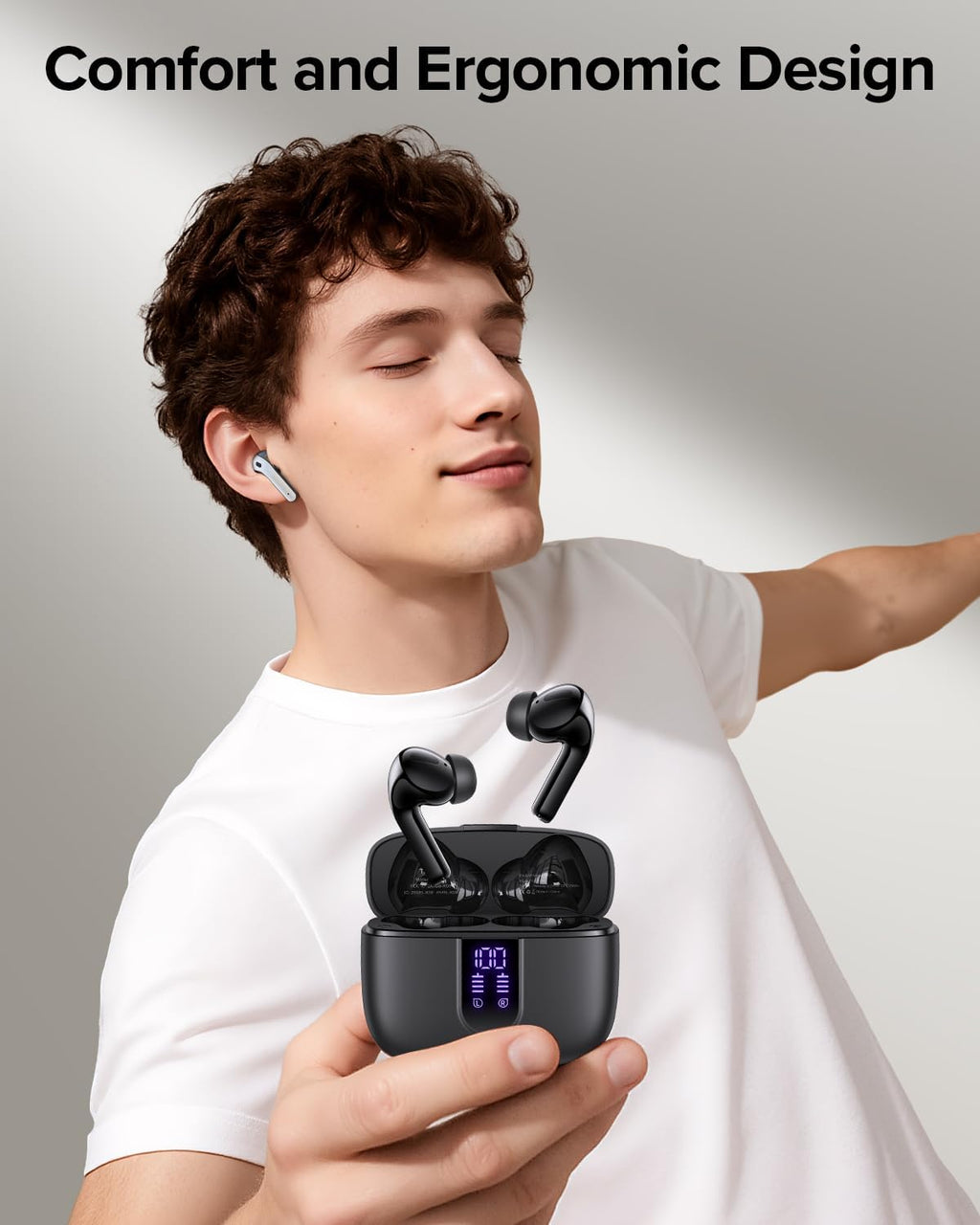 Experience Superior Sound with Bluetooth True Wireless Earbuds - 60 Hours Playback, Waterproof Design, and Wireless Charging Case for Ultimate Convenience