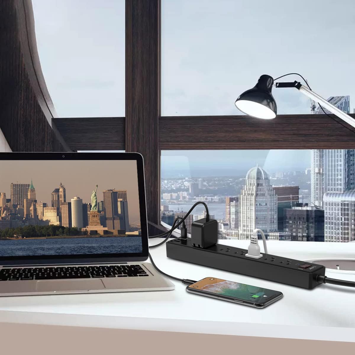 Ultimate 6Ft Power Strip Surge Protector with 6 AC Outlets and 3 Fast Charging USB Ports - Perfect for Home, Office & Dorm Essentials - 1680 Joules of Protection, ETL Listed (Black)