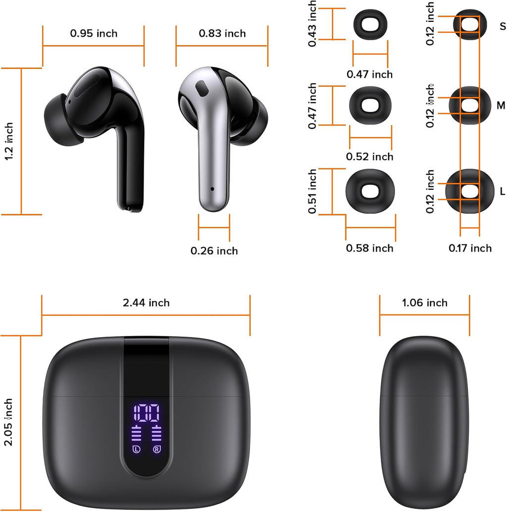 Experience Superior Sound with Bluetooth True Wireless Earbuds - 60 Hours Playback, Waterproof Design, and Wireless Charging Case for Ultimate Convenience