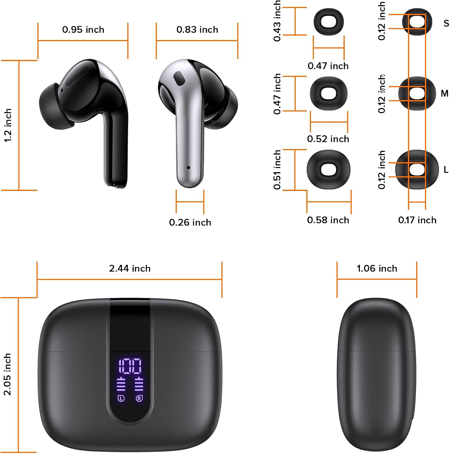 Experience Superior Sound with Bluetooth True Wireless Earbuds - 60 Hours Playback, Waterproof Design, and Wireless Charging Case for Ultimate Convenience