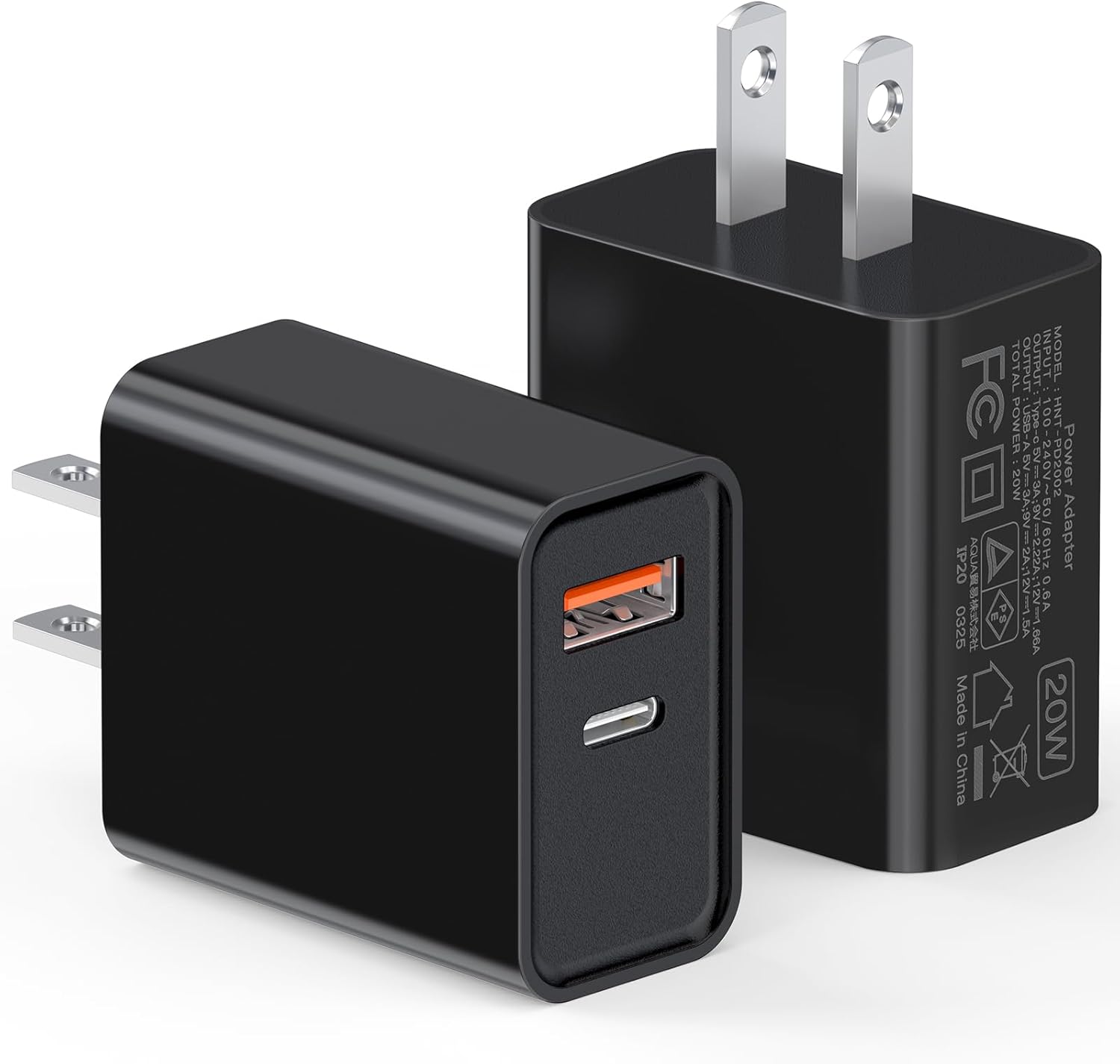 Power Up with the 20W Dual Port USB C Wall Charger - Fast Charging Adapter for iPhone 17/16/15/14/13/12 & More - 2 Pack in Sleek Black