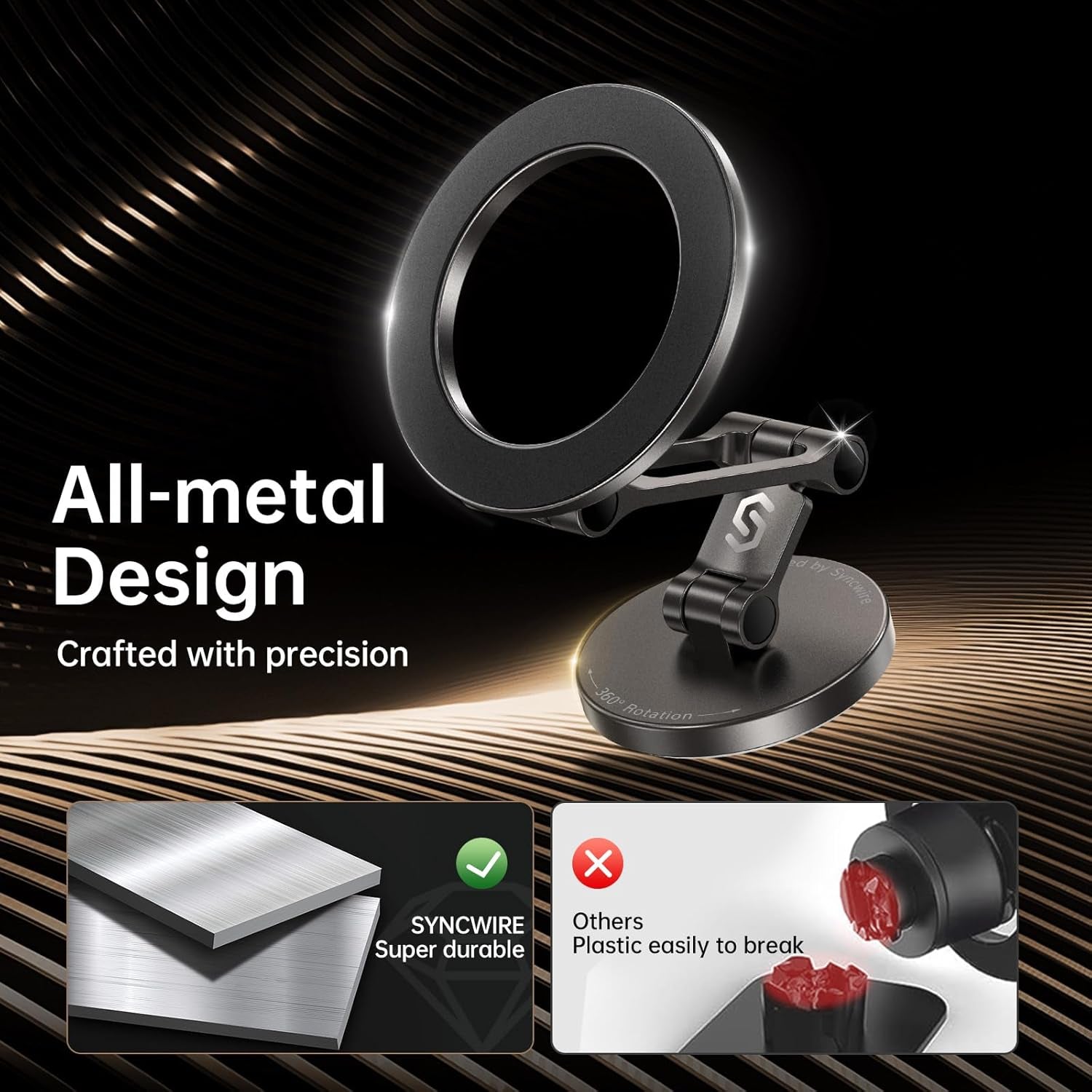 Fits Magsafe Car Mount for Car Dash&Tesla Screen[All-Metal] Magnetic Phone Holder, [Flexible Three-Axis]360° Rotation Car Mount Strong Magnets Car Phone Holder for Iphone 17 16 15 14 Pro Max | Strong Magnets, All Metal, Flexible 3 Axis, 360° Rotation, Dashboard and Screen Support, for Iphone 17 16 15 14 Pro Max