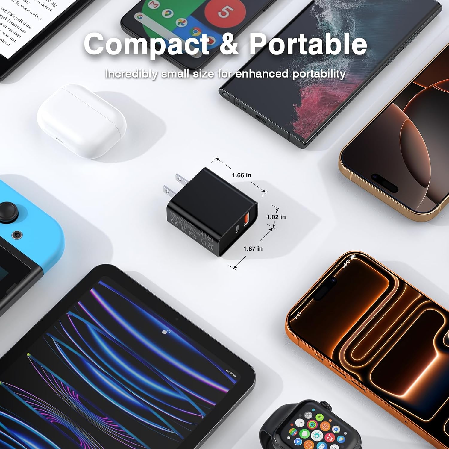 Power Up with the 20W Dual Port USB C Wall Charger - Fast Charging Adapter for iPhone 17/16/15/14/13/12 & More - 2 Pack in Sleek Black