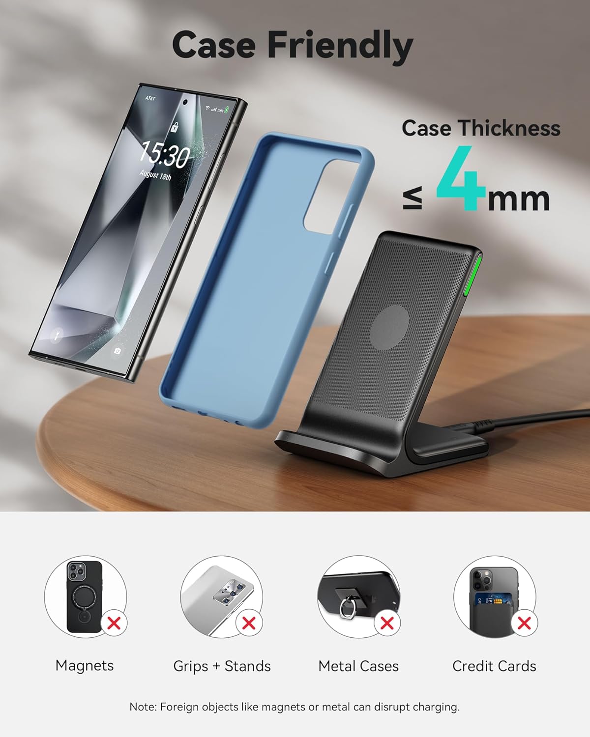 Revolutionary 15W Fast Wireless Charger with Adaptive LED Light - Perfect for iPhone 17, Samsung S25, and More!