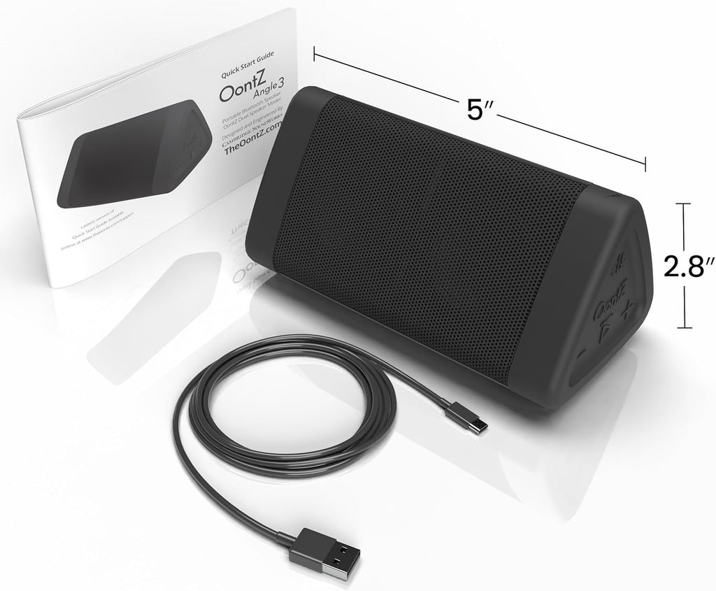 OontZ Angle 3 (4th Gen) - Powerful Portable Bluetooth Speaker with 12W Stereo Sound, 24-Hour Playtime, Rich Bass, 100-Foot Wireless Range, and Waterproof Design for Home, Outdoor, and Travel