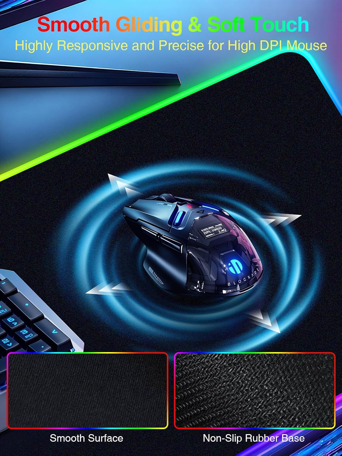 Elevate Your Gaming and Work Experience with the RGB Wireless Charging Mouse Pad – 31.5" x 15.8" Extra-Large Desk Mat, Waterproof, Non-Slip Base, and Smooth Glide Surface