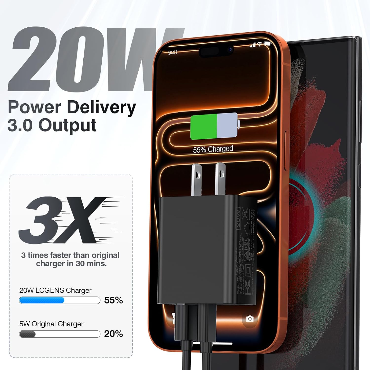 Power Up with the 20W Dual Port USB C Wall Charger - Fast Charging Adapter for iPhone 17/16/15/14/13/12 & More - 2 Pack in Sleek Black