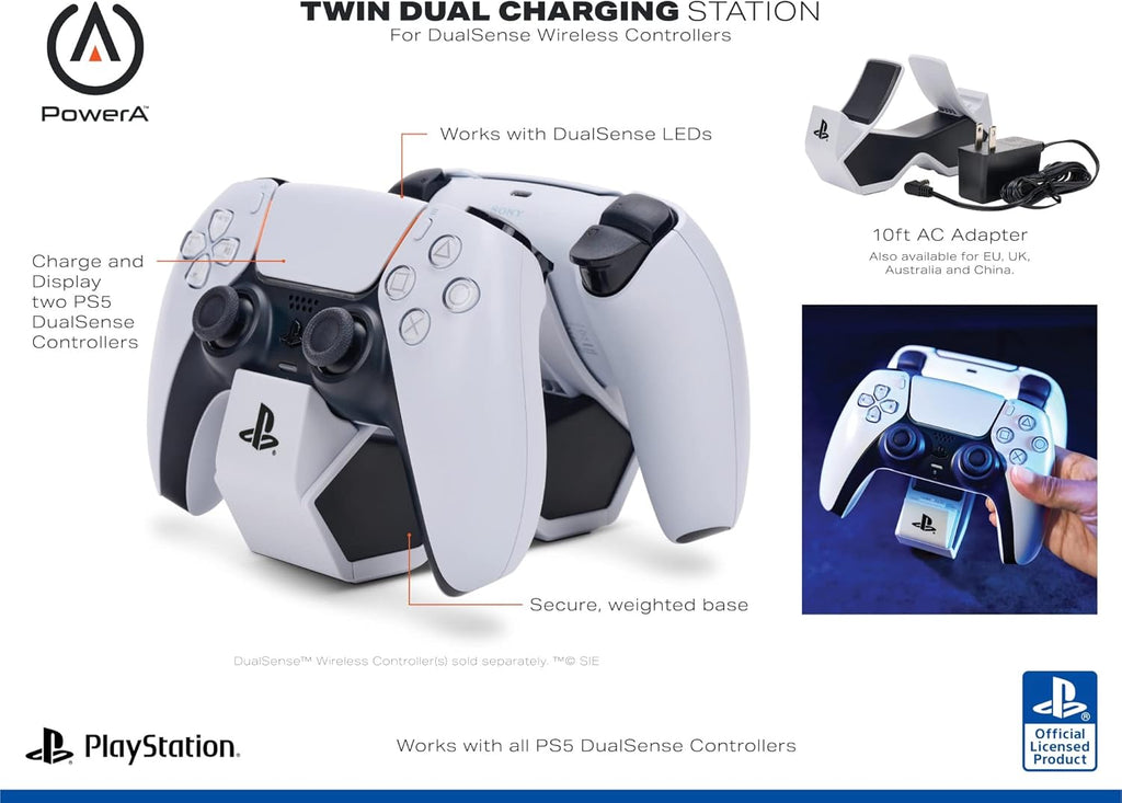 Effortlessly Charge and Showcase Your DualSense Controllers with the Official PS5 Twin Charging Station