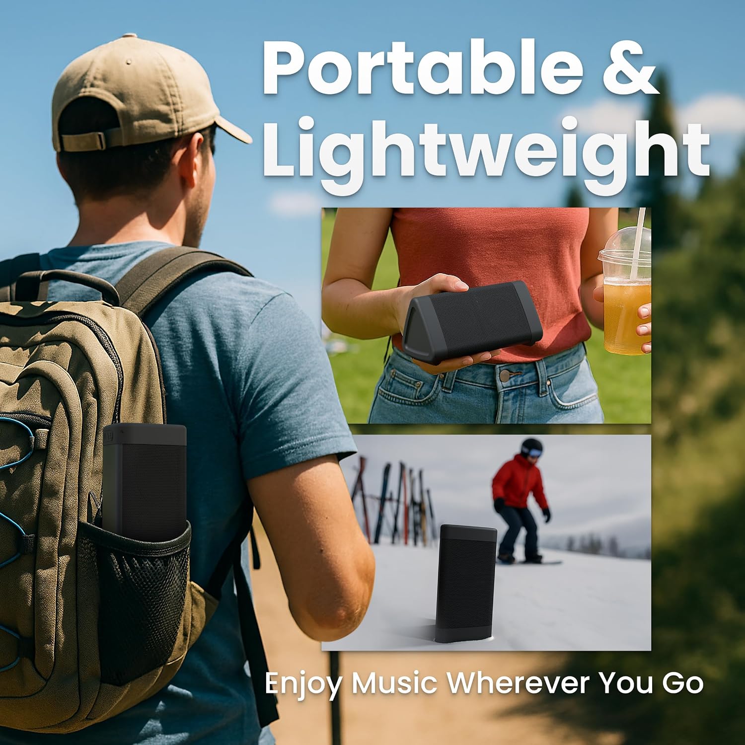 OontZ Angle 3 (4th Gen) - Powerful Portable Bluetooth Speaker with 12W Stereo Sound, 24-Hour Playtime, Rich Bass, 100-Foot Wireless Range, and Waterproof Design for Home, Outdoor, and Travel