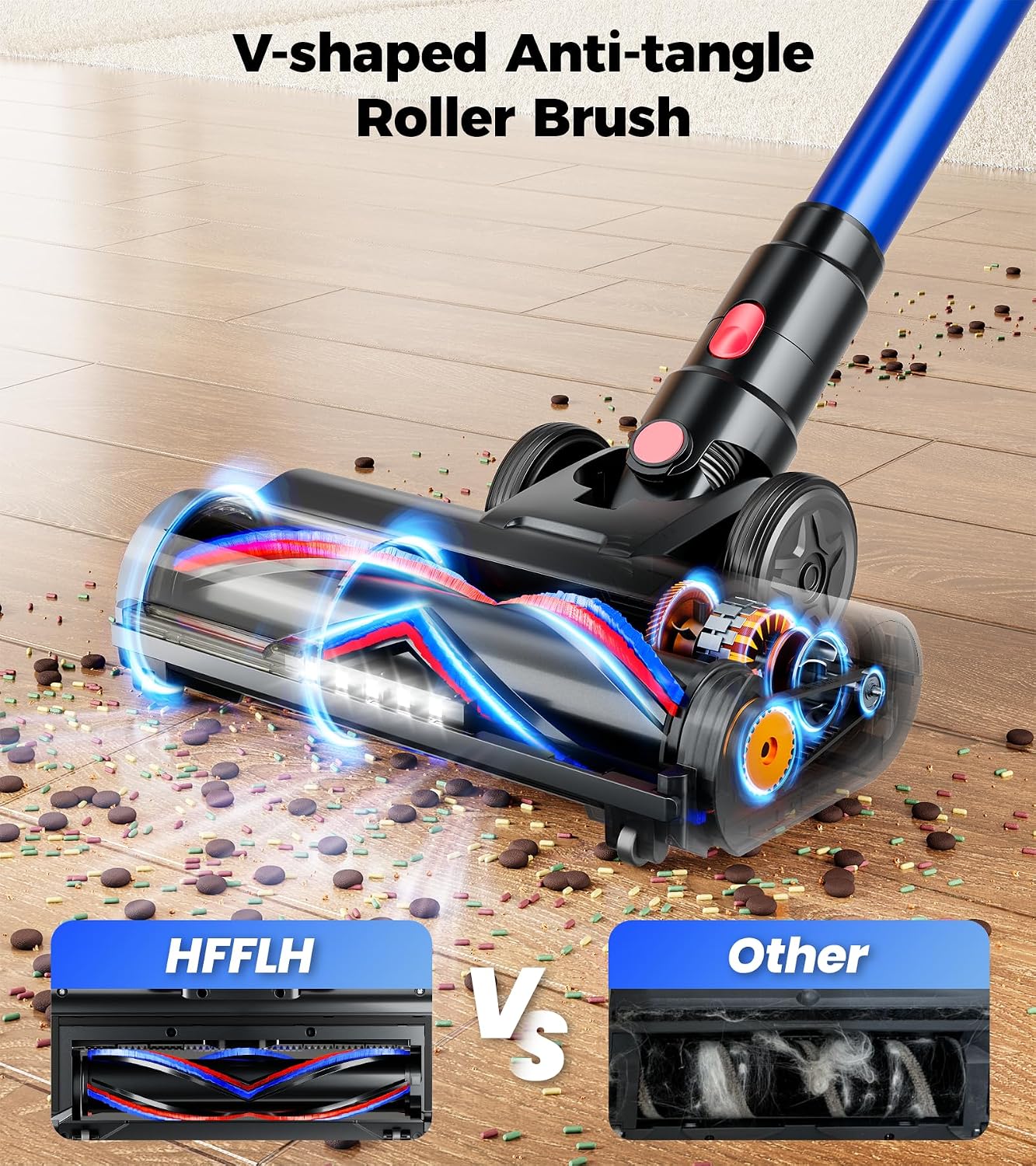 Revolutionary Cordless Vacuum Cleaner - 600W Power, 50KPa Suction, 65 Minutes of Uninterrupted Cleaning with Smart Touch Screen and Anti-Tangle Technology for Homes, Pets, and All Floor Types