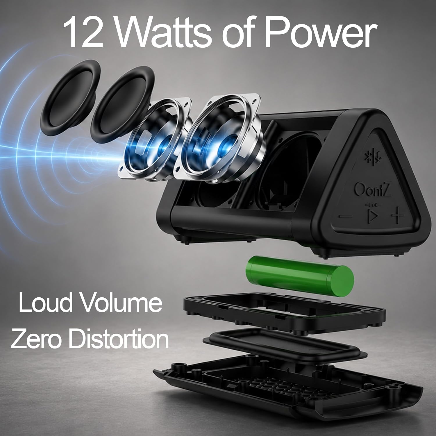 OontZ Angle 3 (4th Gen) - Powerful Portable Bluetooth Speaker with 12W Stereo Sound, 24-Hour Playtime, Rich Bass, 100-Foot Wireless Range, and Waterproof Design for Home, Outdoor, and Travel