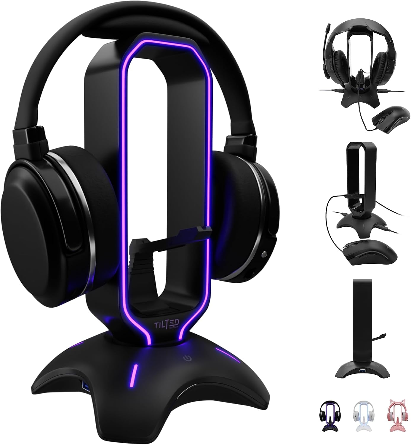 Elevate Your Gaming Experience with the Ultimate RGB Headset Stand - Featuring Mouse Bungee and USB Hub for a Sleek and Organized Setup