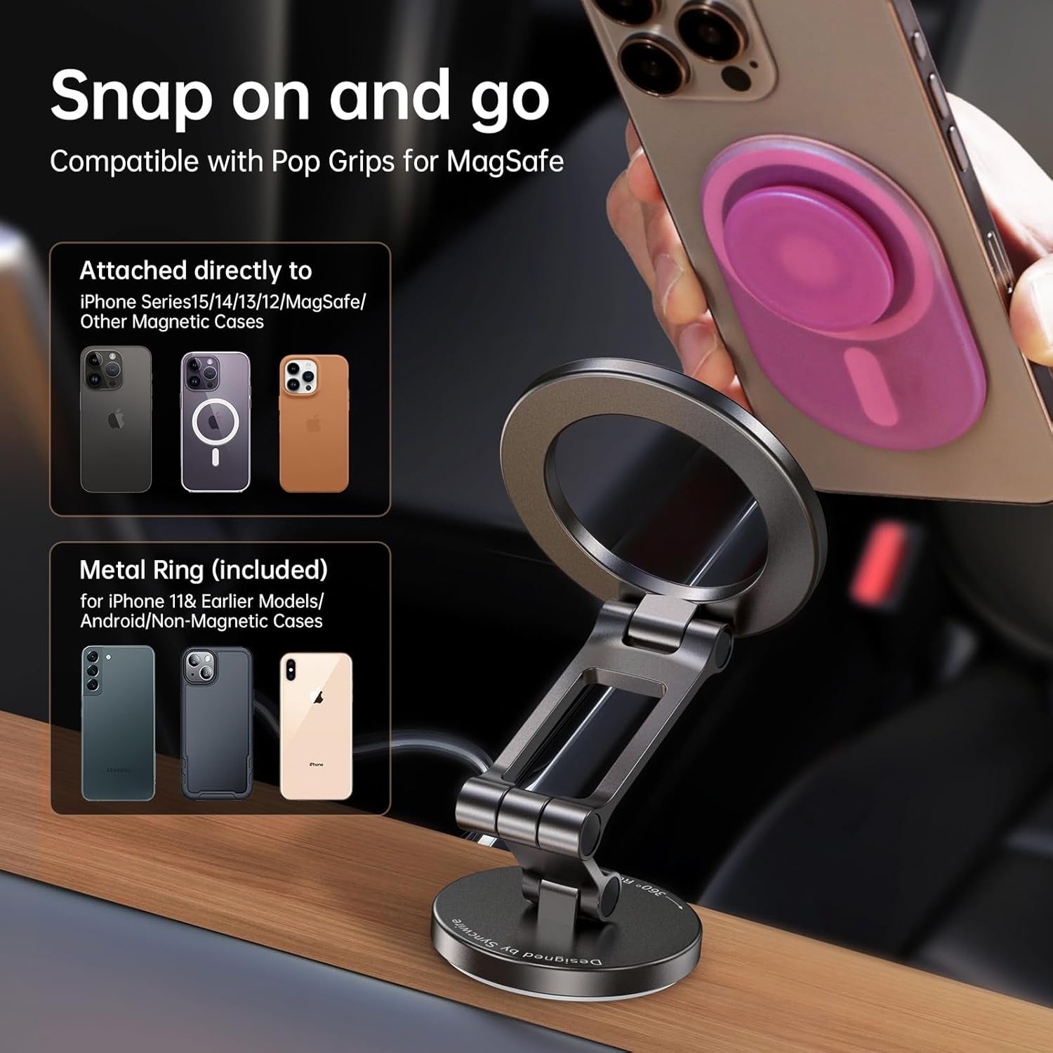 Fits Magsafe Car Mount for Car Dash&Tesla Screen[All-Metal] Magnetic Phone Holder, [Flexible Three-Axis]360° Rotation Car Mount Strong Magnets Car Phone Holder for Iphone 17 16 15 14 Pro Max | Strong Magnets, All Metal, Flexible 3 Axis, 360° Rotation, Dashboard and Screen Support, for Iphone 17 16 15 14 Pro Max